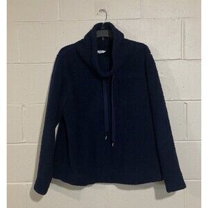 Crown & Ivy Rollins Funnel Neck Pullover Black Sherpa Teddy Fleece Jacket L